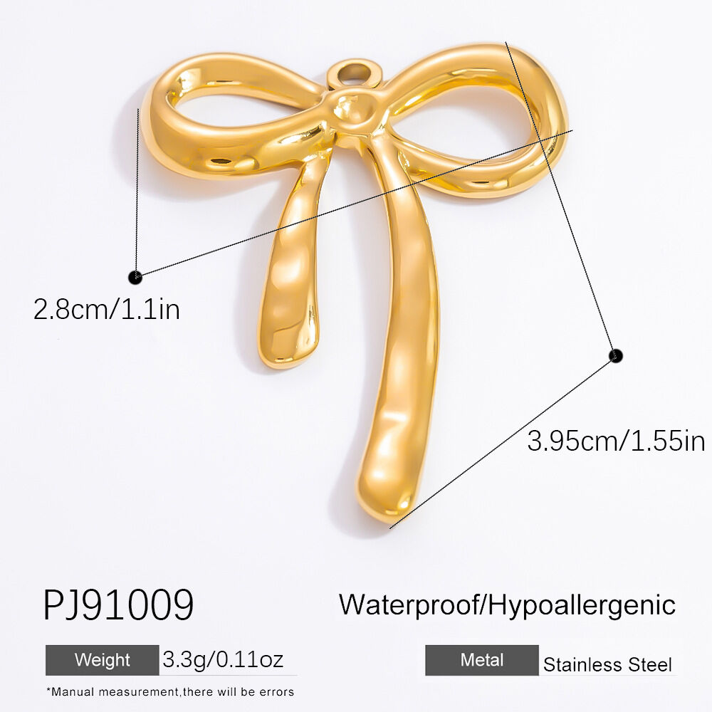 1 pieza de colgantes de acero inoxidable con lazo exquisito de la serie Sweet, resistentes al agua y de color dorado para mujer. h5 
