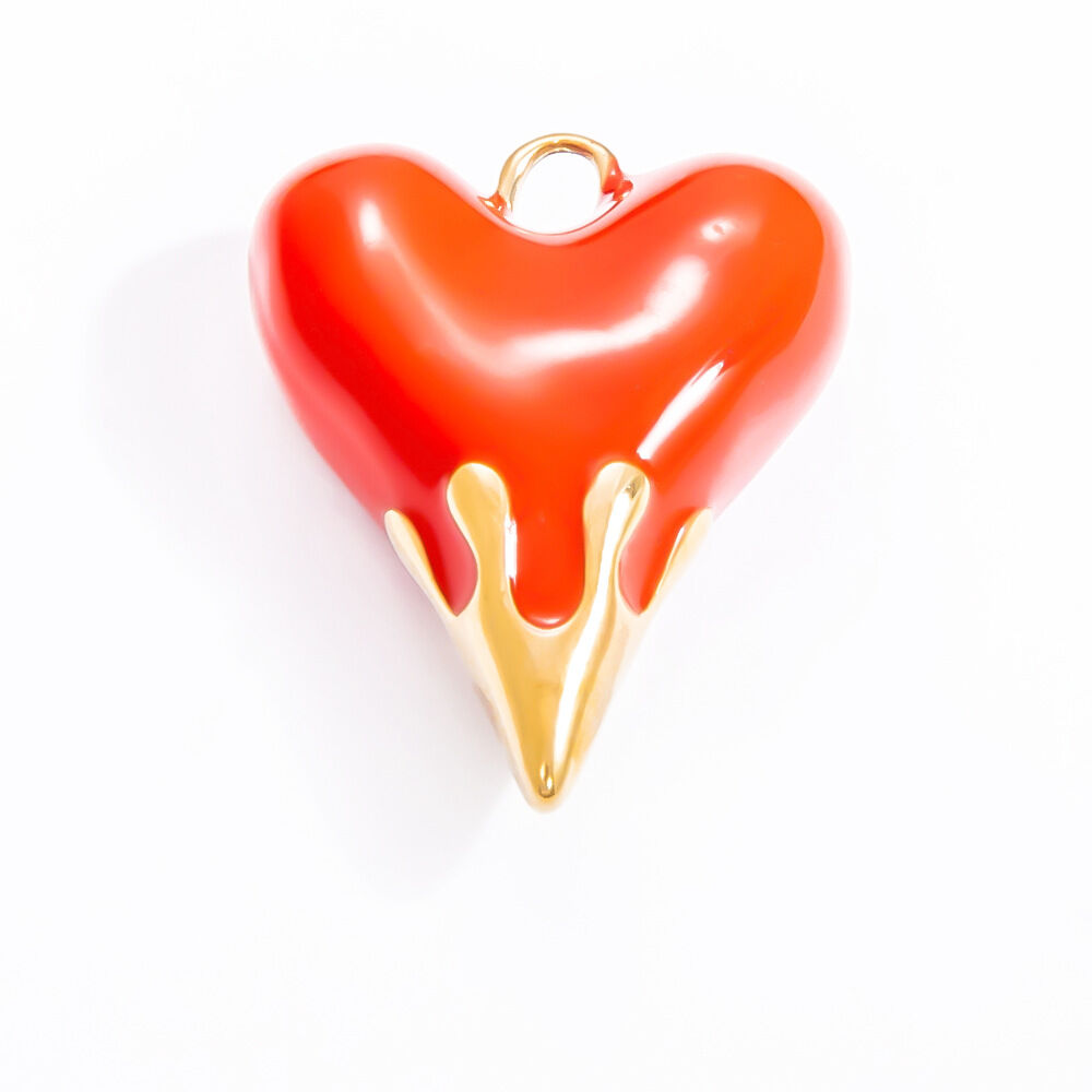 1 pezzo di lusso, elegante serie goccia d'olio a forma di cuore in acciaio inossidabile impermeabile color oro fai da te pendenti da donna