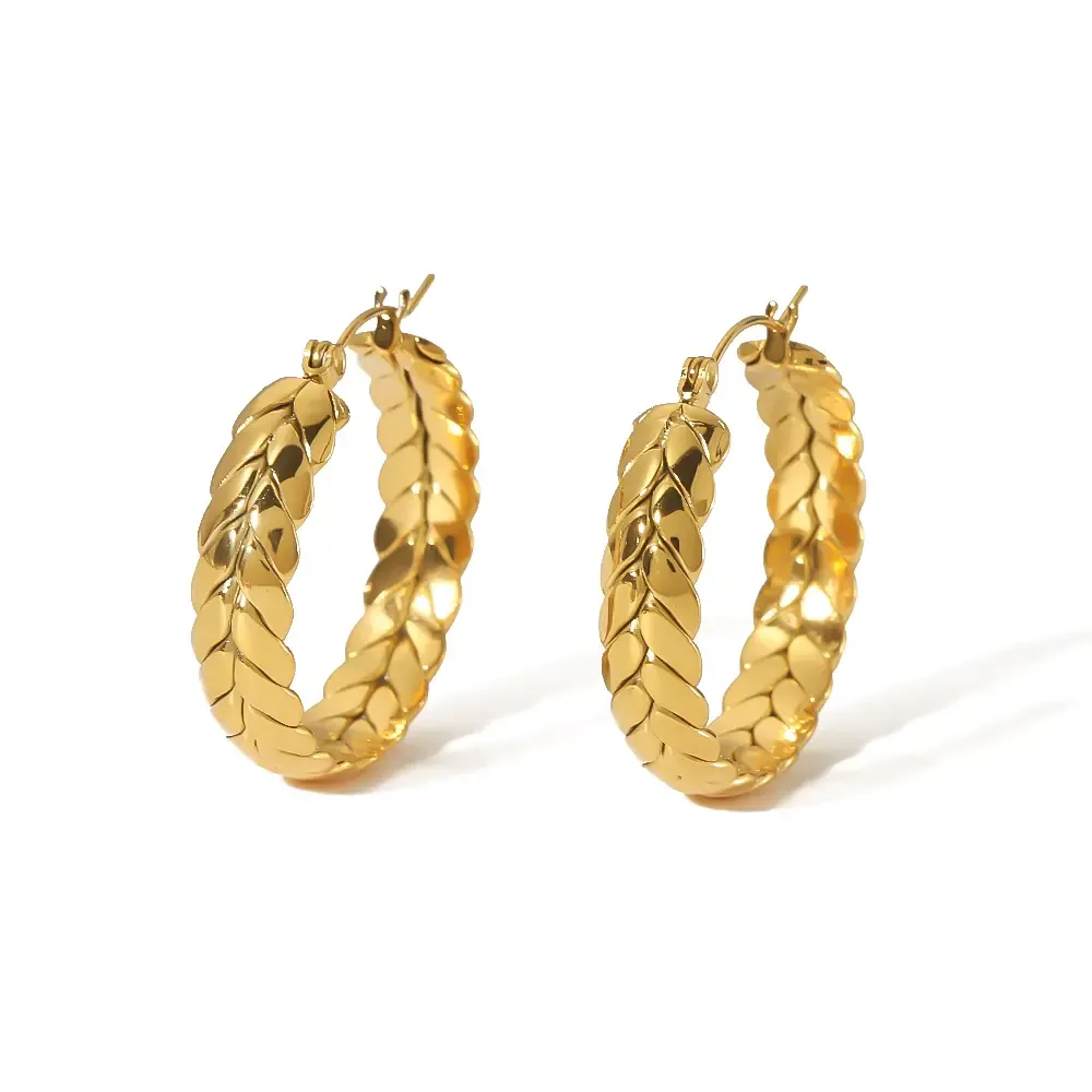 1 Pair Daily Geometric Stainless Steel  Gold Plated Women Hoop Earrings Picture2