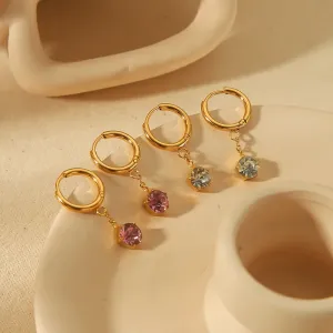 1 Paar Eenvoudige En Stijlvolle Vergulde Ronde Diamanten Klauwzetting Oorbellen Voor Dames Sieraden Voor Dagelijks Gebruik h5 Afbeelding2