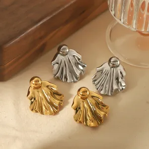 1 Pair Of Personalized Fashion Gold-Plated Stainless Steel Irregular Fan-Shaped Earrings For Women's Jewelry For Daily Wear h5 Picture2