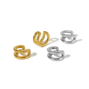 1 Pair Of Stylish Gold-Plated Stainless Steel Geometric Twist Linear Ear Clips For Ladies Daily Wear h5 Picture2