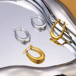 1 Pair Simple Series Simple Geometric Stainless Steel Gold Plated Women Hoop Earrings h5 Picture2