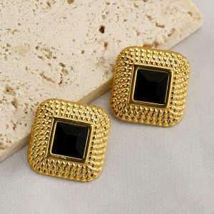 1 Pair Simple Series Simple Geometric Stainless Steel Gold Plated Acrylic Women Stud Earrings h5 Picture2