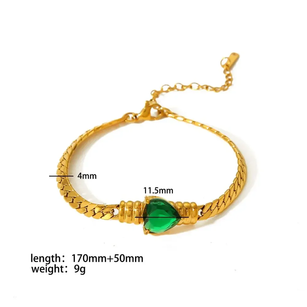 1 piece simple series daily geometric gold plated zircon chain bracelets