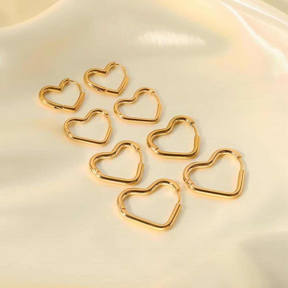 1 Pair Of Simple Classic Gold-Plated Stainless Steel Geometric Heart Earrings For Women's Jewelry For Daily Wear h5Picture2