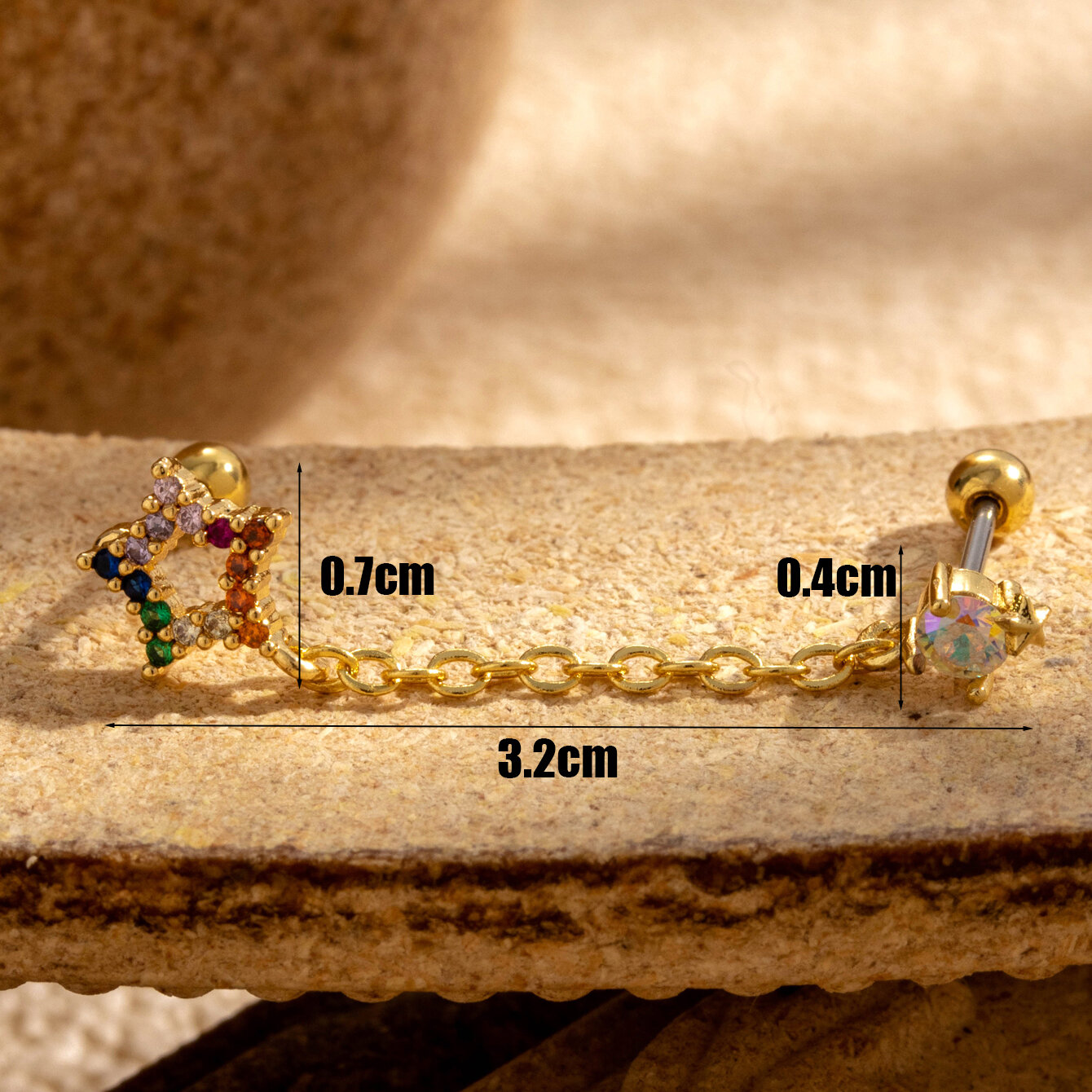 1 pieza de pendientes de perforación para mujer, de cobre, geométricos clásicos, sin chapado, con circonitas. 