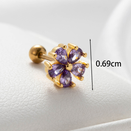 1 Stück Simple Series Simple Flower Ohrring aus Titanstahl (unbeschichtet) mit Zirkonia-Fassung