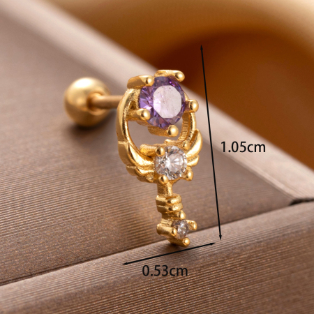 1 Stück Simple Series Herz-Ohrringe aus Titanstahl (unbeschichtet) mit Zirkonia für Damen (Piercing)