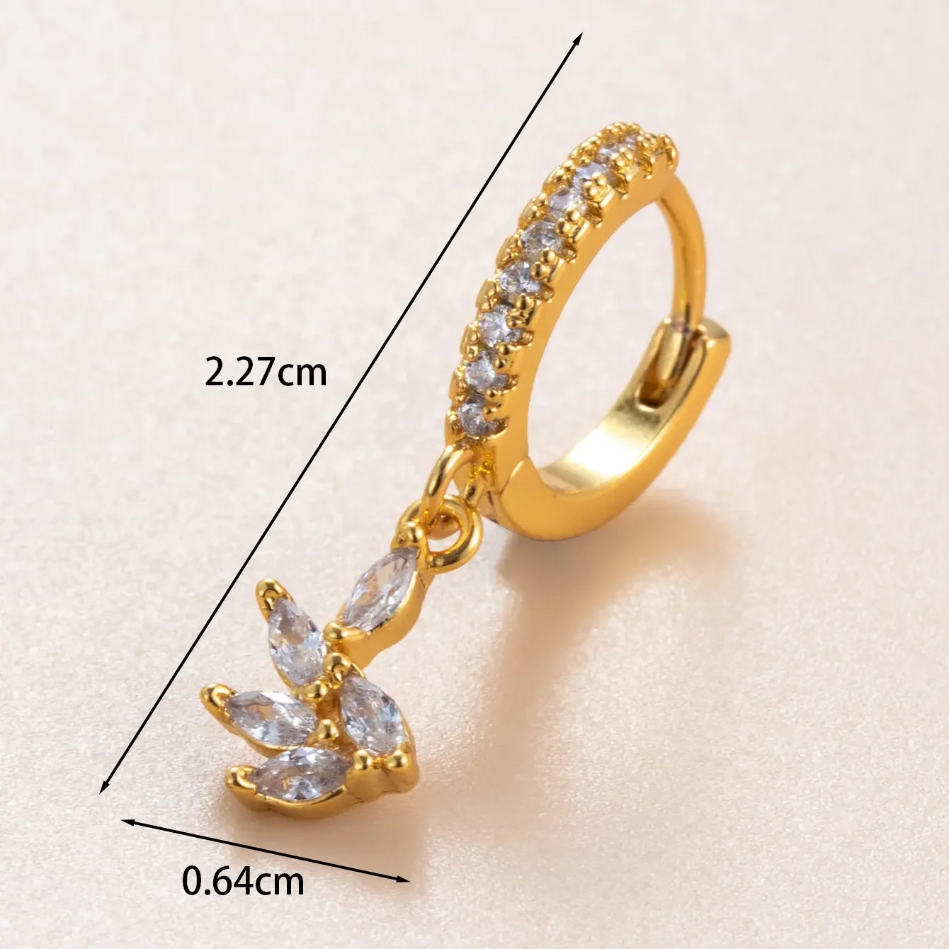 1 Piece Daily Plant Copper No Plating Material Zircon Women Piercing Earrings h5