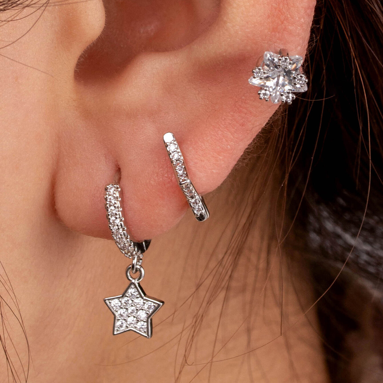 1 Piece Simple Series Classic Geometric Copper No Plating Material Zircon Women Piercing Earrings Picture2