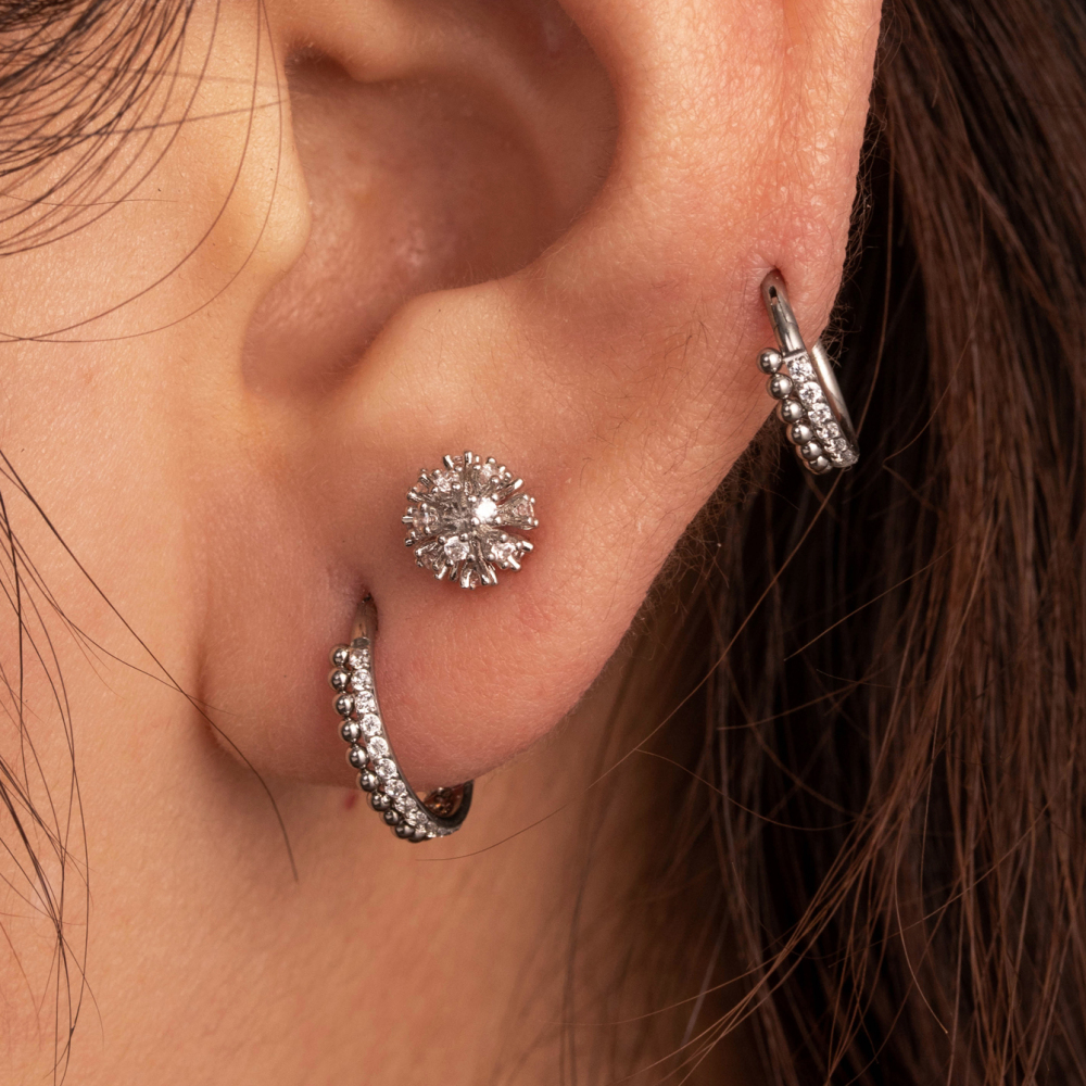 1 Piece Simple Series Simple Geometric Titanium Steel No Plating Material Zircon Women Piercing Earrings Picture3