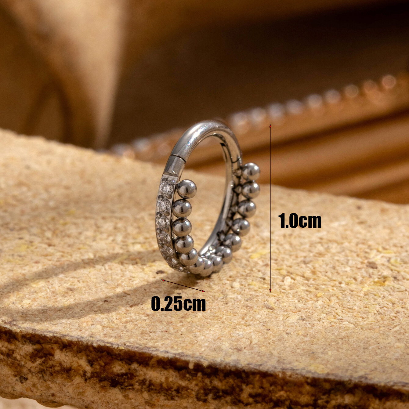 1 Piece Simple Series Simple Geometric Titanium Steel No Plating Material Zircon Women Piercing Earrings 