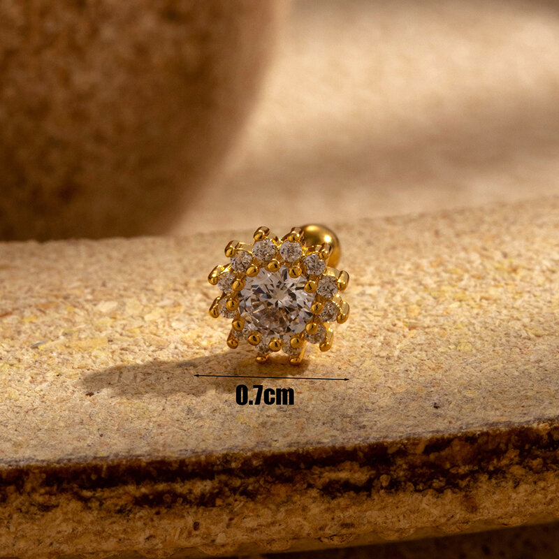 1 pezzo semplice serie classica croce in acciaio al titanio senza placcatura materiale zircone orecchini da donna piercing