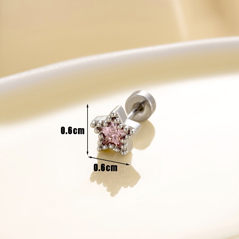 1 Piece Simple Series Classic Geometric Titanium Steel No Plating Material Zircon Women Piercing Earrings
