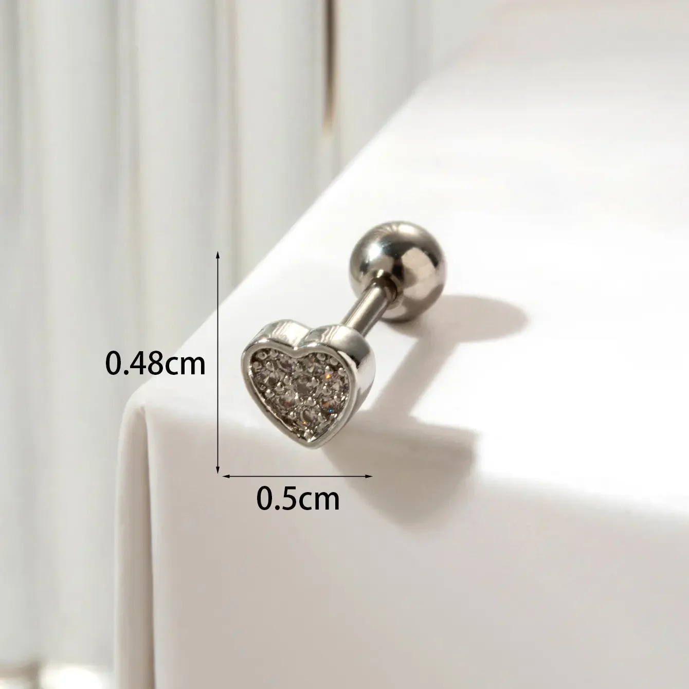 1 Piece Simple Series Classic Heart Titanium Steel No Plating Material Zircon Women Piercing Earrings h5