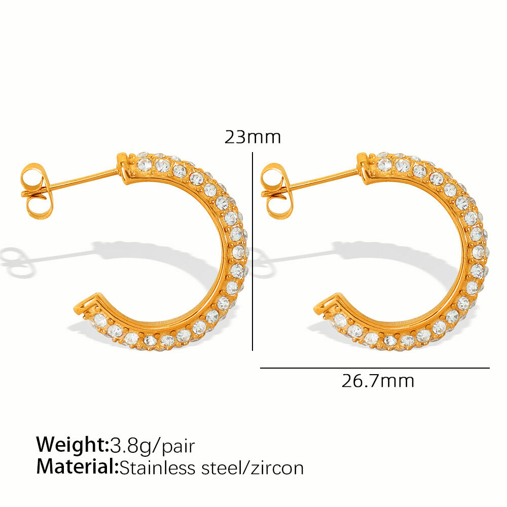 EH266 Weiße Zirkon Gold Ohrringe Bild2
