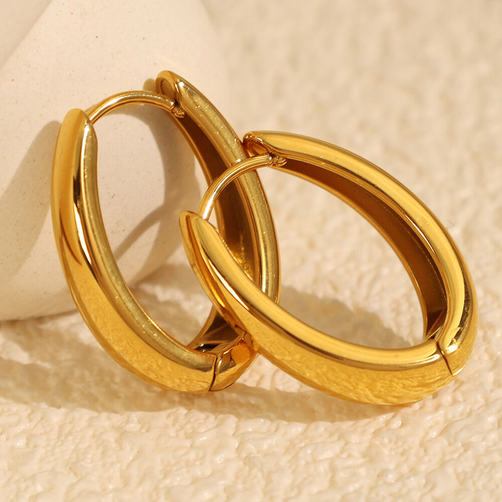 EH212 grandes boucles d'oreilles dorées Image3