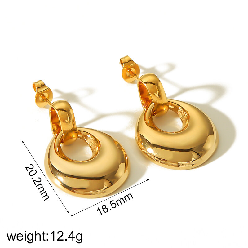 1 paire de boucles d'oreilles pendantes géométriques brillantes en acier inoxydable plaqué or  pour bijoux pour femmes à porter au quotidien h5 