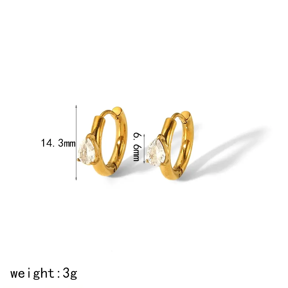 1 Paar schlichte und modische Ohrringe aus 18 Karat vergoldetem Edelstahl mit Zirkonia-Anhänger für Damen zum täglichen Tragen 