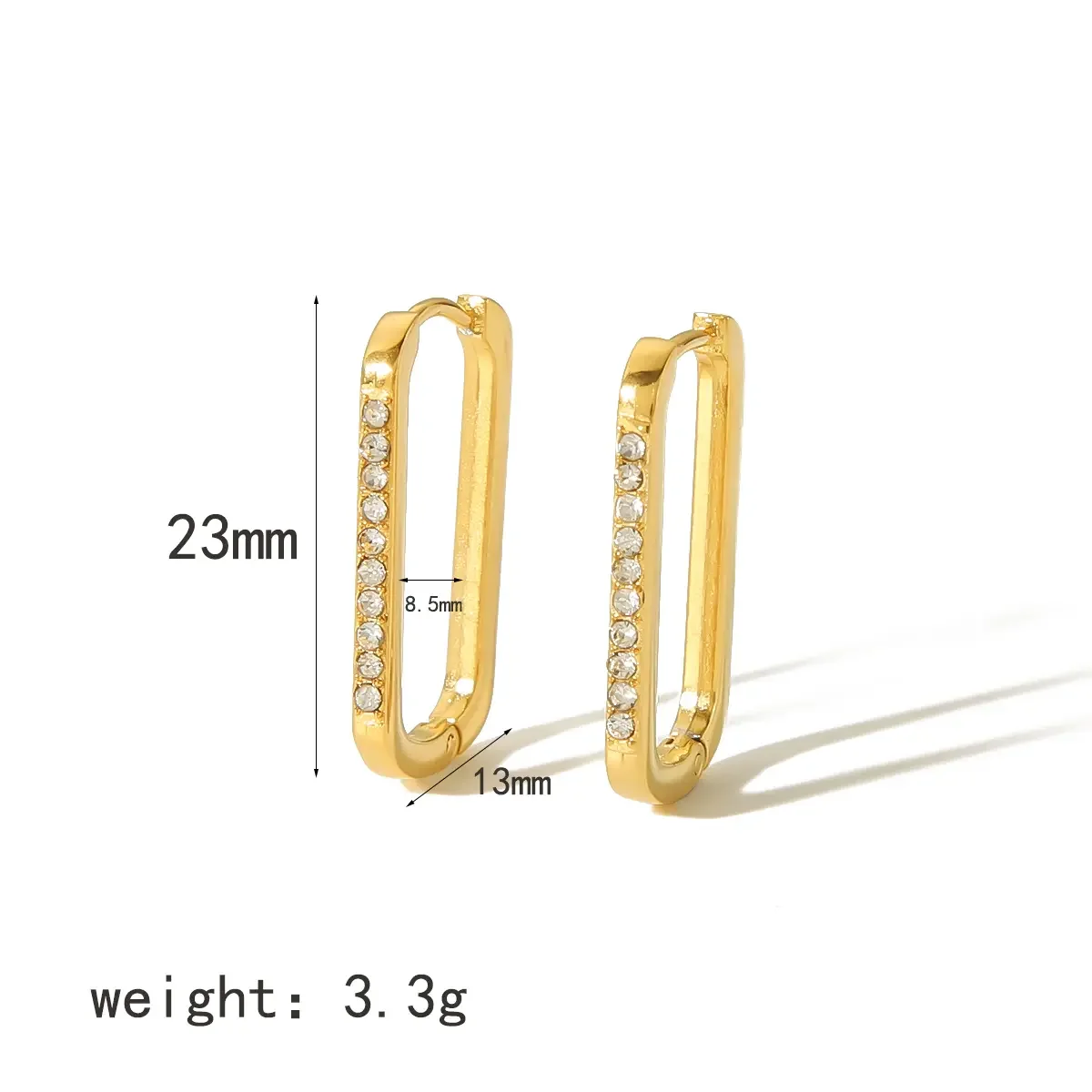 1 paire de boucles d'oreilles créoles rectangulaires en acier inoxydable plaqué or , simples et élégantes, en forme de diamant, pour bijoux pour femmes à porter au quotidien h5