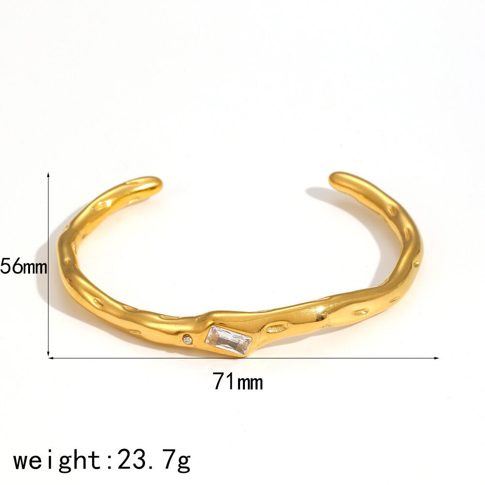 1 pezzo semplice serie stile di lusso leggero anello in acciaio inossidabile placcato oro  braccialetti da donna 