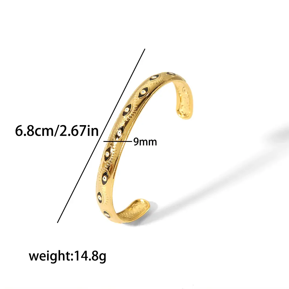 1 piece of elegant and fashionable gold-plated stainless steel color drop oil inlaid zircon open bracelet for women's jewelry for daily wear