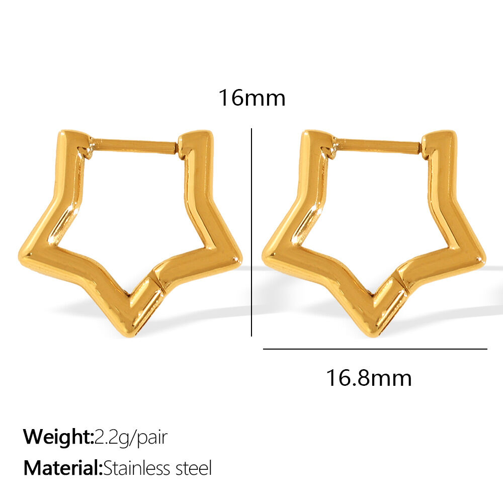 1 paire de boucles d'oreilles créoles géométriques quotidiennes en acier titane plaqué or  pour femme 