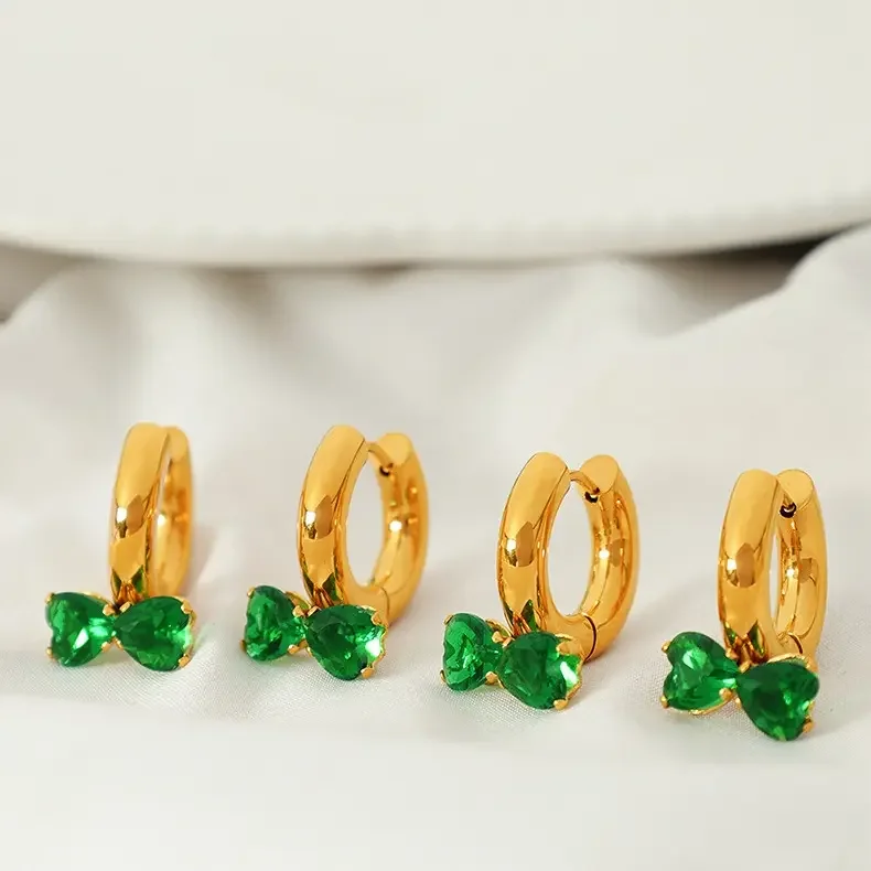 EH299 Groene zirkonia oorbellen Afbeelding5