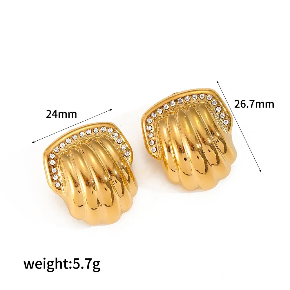 1 pair simple series  style geometric stainless steel  gold plated women stud earrings h5 