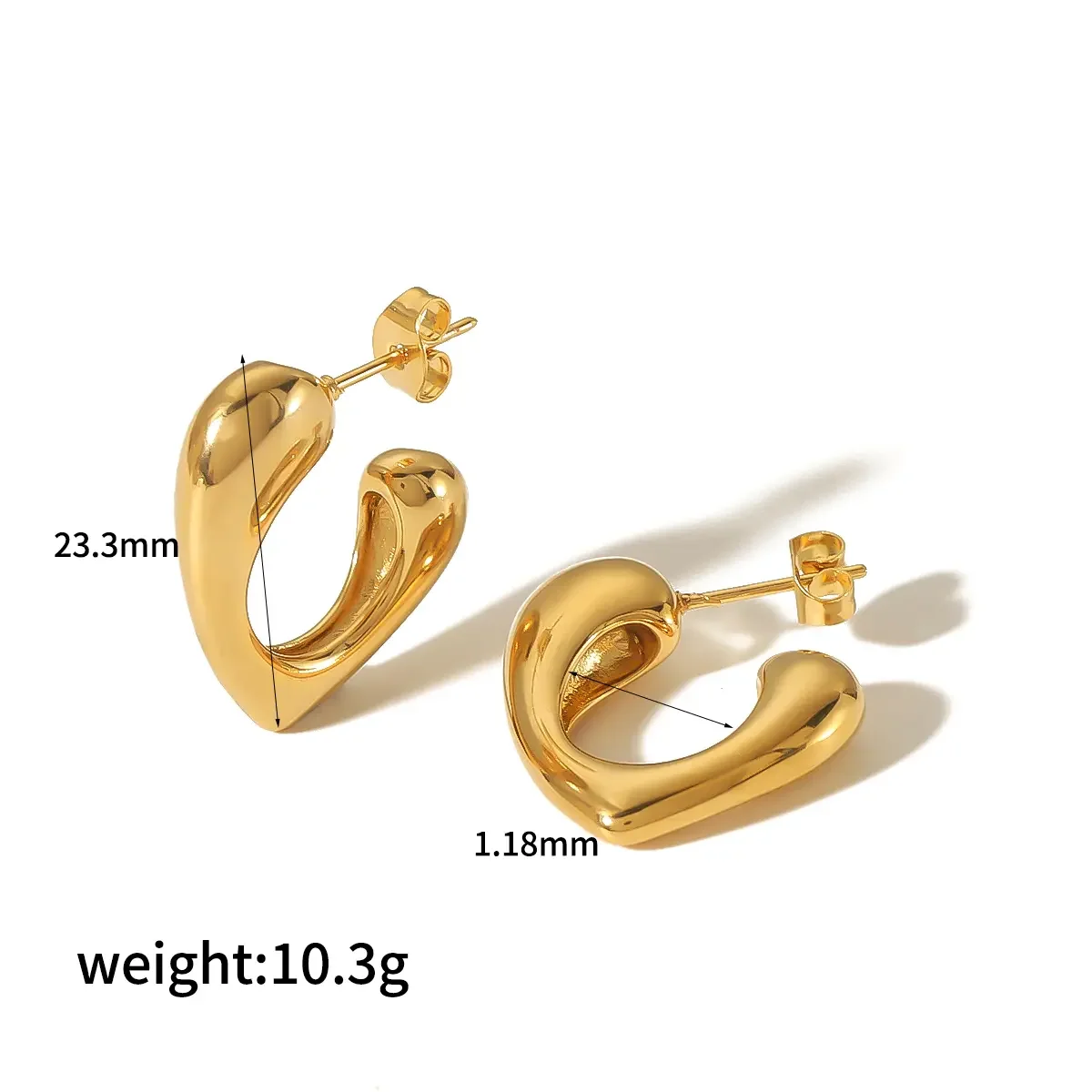 1 pair simple series daily heart stainless steel gold plated women stud earrings h5