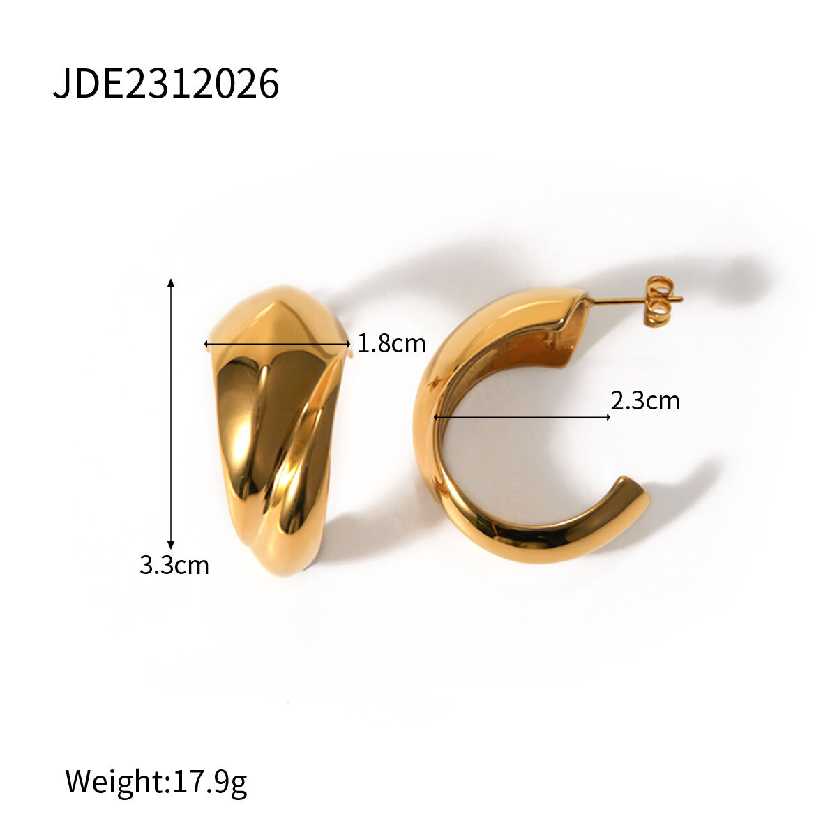 orecchini stile cross-border oro acciaio inossidabile oro e argento abbinati orecchini a forma di C pendenti orecchini coordinati