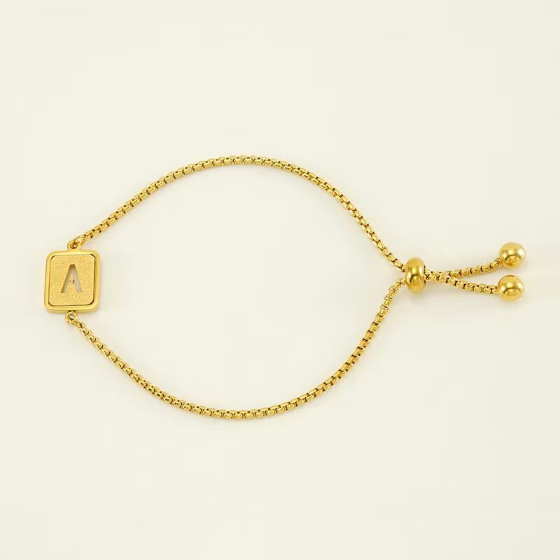 1 stuk eenvoudige serie dagelijkse brief titanium staal  vergulde dames ketting armbanden h5 