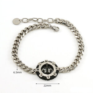 1 par de pulseras de ancla redondas personalizadas de moda transfronteriza para hombre, estilo hip-hop, de acero inoxidable a juego, joyería para hombre. h5