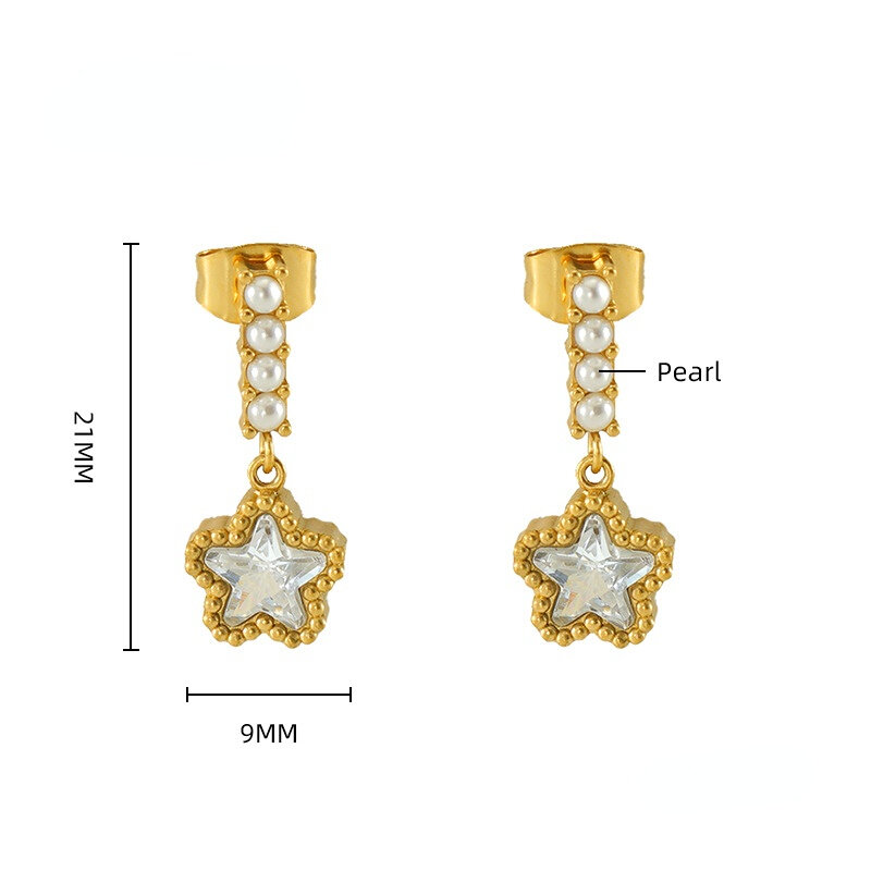 1 Pair Star Pearl Decorated Classic Daily Women's Pendant Earrings h5 