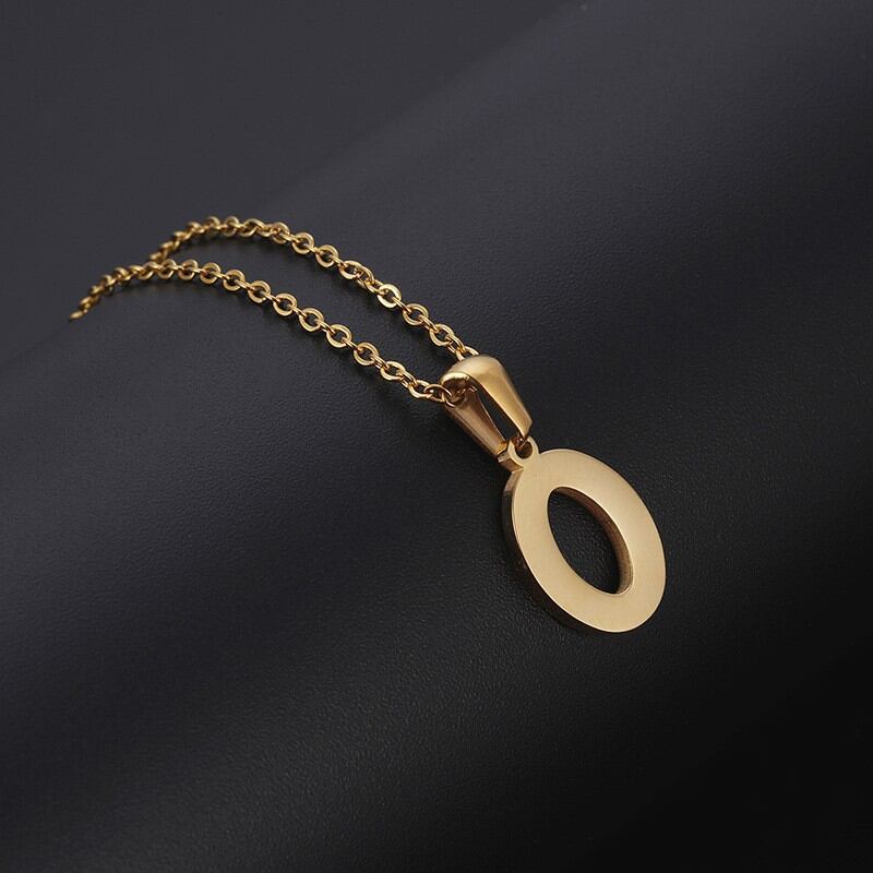 collier avec pendentif en acier titane plaqué or pour femme, série simple, numéro quotidien