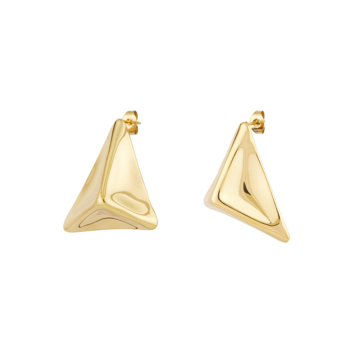 1 paar Simple Series Daily geometrische titanium stalen goudkleurige dames oorbellen h5
