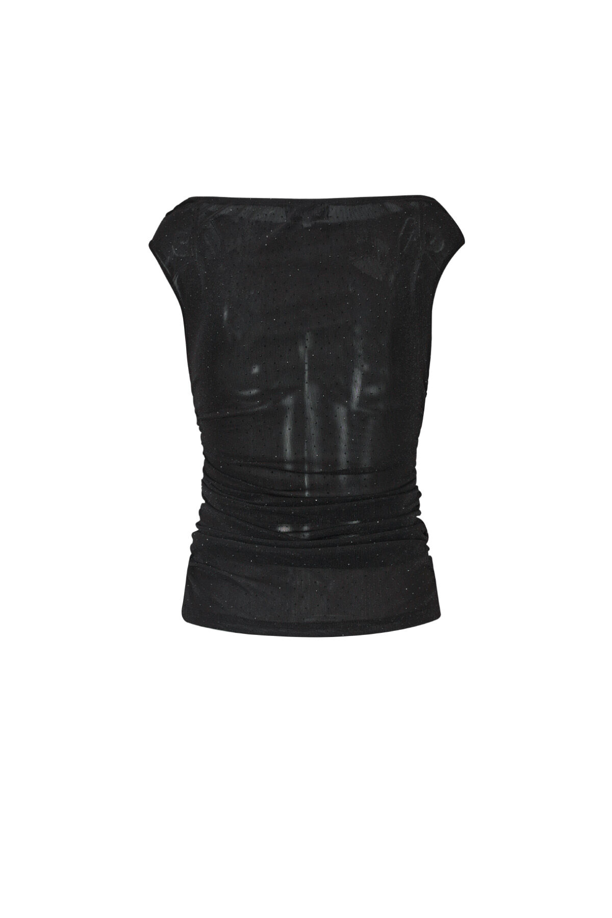 Woven Polyester Fiber Women's Sleeveless Top Sexy Sheer Solid Color Picture3