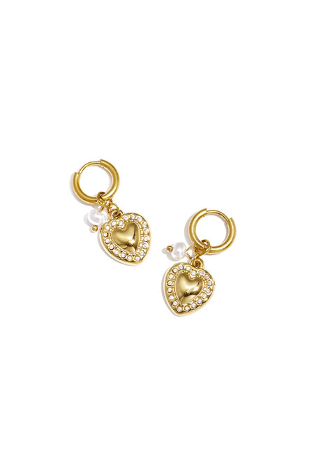 Boucles d'oreilles avec pendentif cœur et perle 2