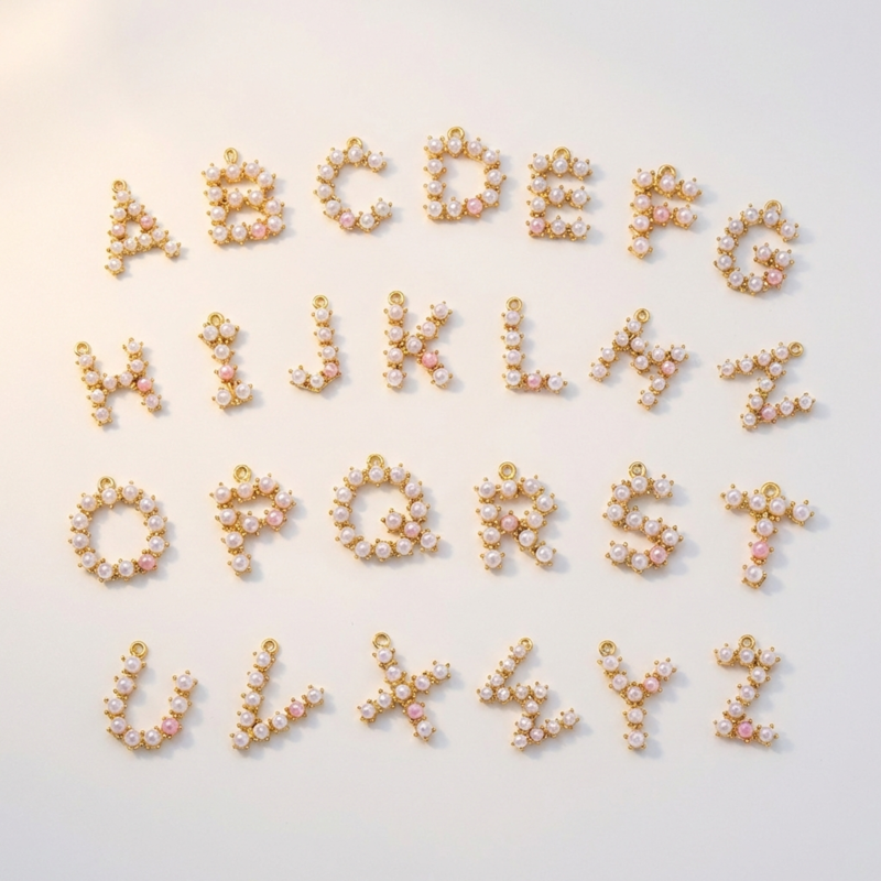 Elegant Letter Beads Stainless Steel Waterproof Gold Color Women's Pendants h5 Picture2