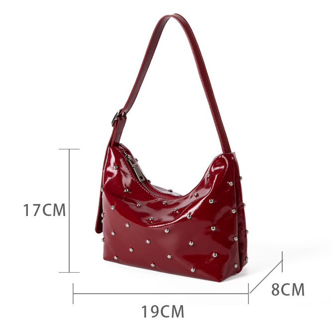 1 Piece Simple Series Casual Solid Color Rivet PU Women's Shoulder Bags h5Picture5