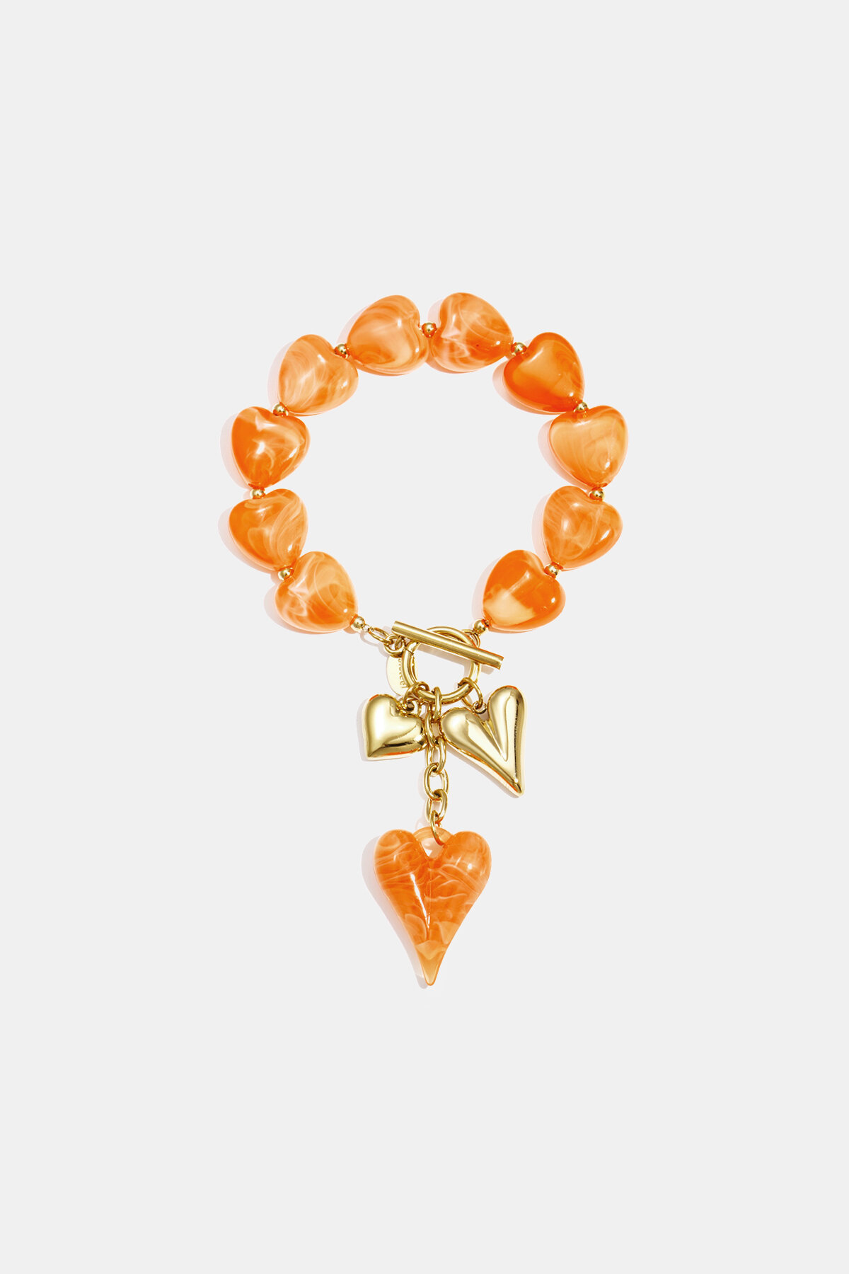 Beaded bracelet with hanging heart charms h5