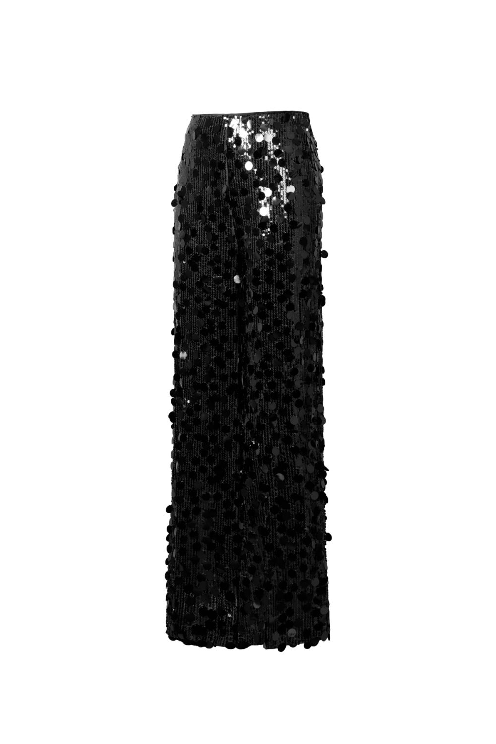 Tessuto Fibra Di Poliestere Donna Pantalone Dritto Paillettes Elegante Immagine2