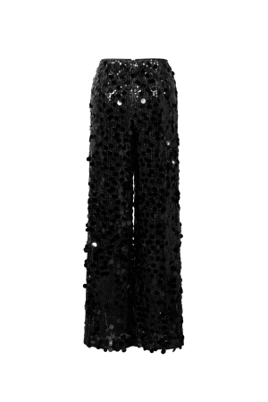 Tessuto Fibra Di Poliestere Donna Pantalone Dritto Paillettes Elegante h5 Immagine3