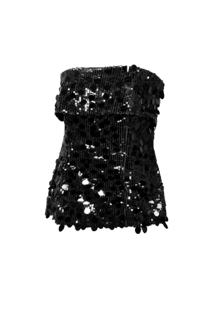 Tessuto Fibra Di Poliestere Top Senza Maniche Donna Paillettes Elegante h5 Immagine2