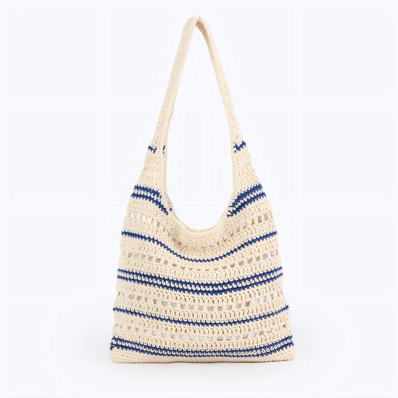 Daily Hollowed-out Woven Cotton Women's Beach Bags Picture2