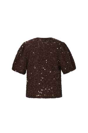 Woven Polyester Fiber Vrouwen Korte Mouwen Tops Elegant Sequins h5 Afbeelding3