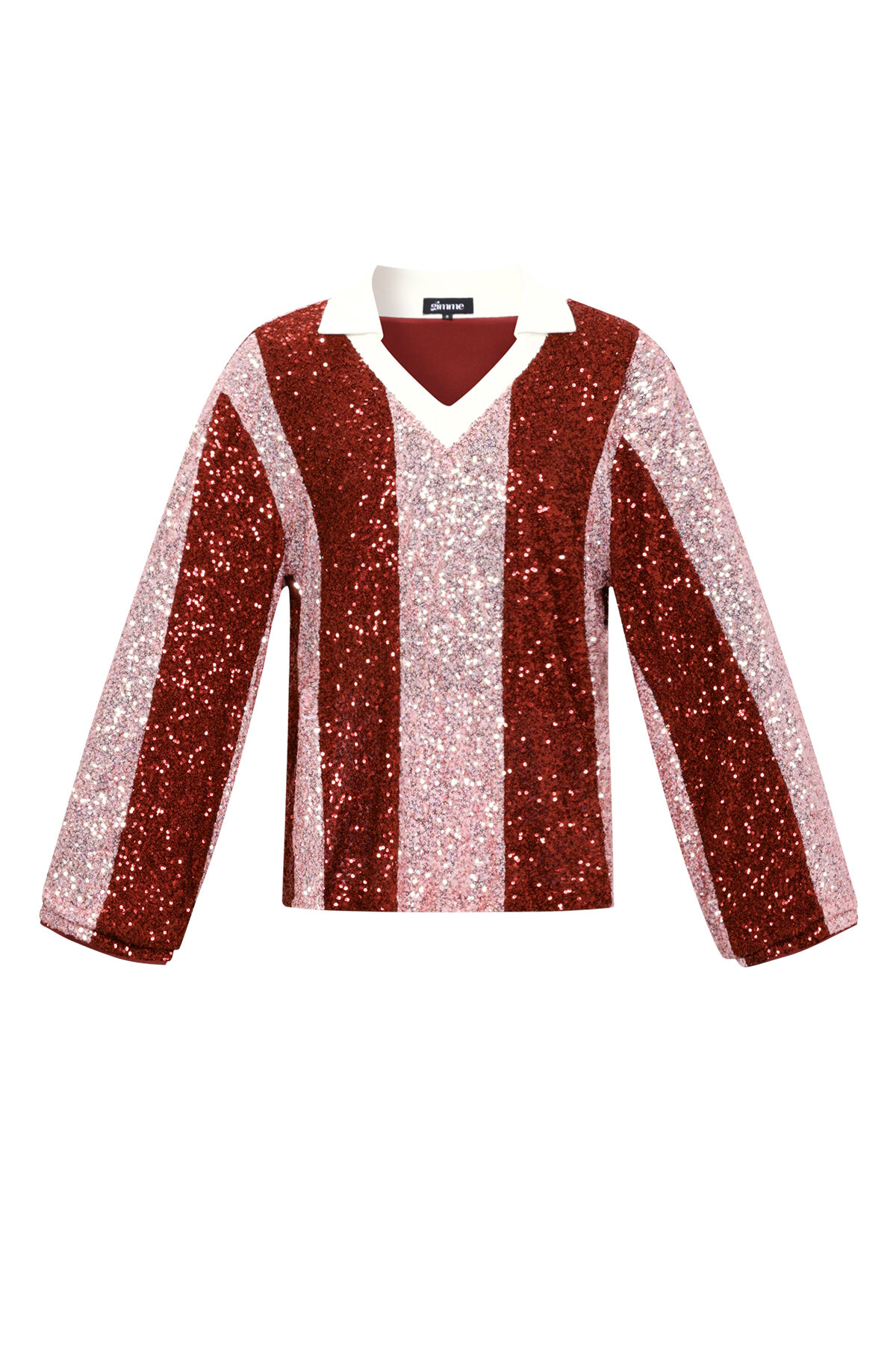 Woven Polyester Fiber Vrouwen Lange Mouw Top Casual Stripes 