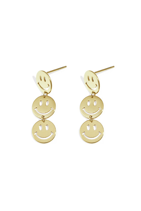 Boucles d'oreilles pendantes en acier inoxydable, motif visage souriant, collection décontractée et simple pour femmes 2
