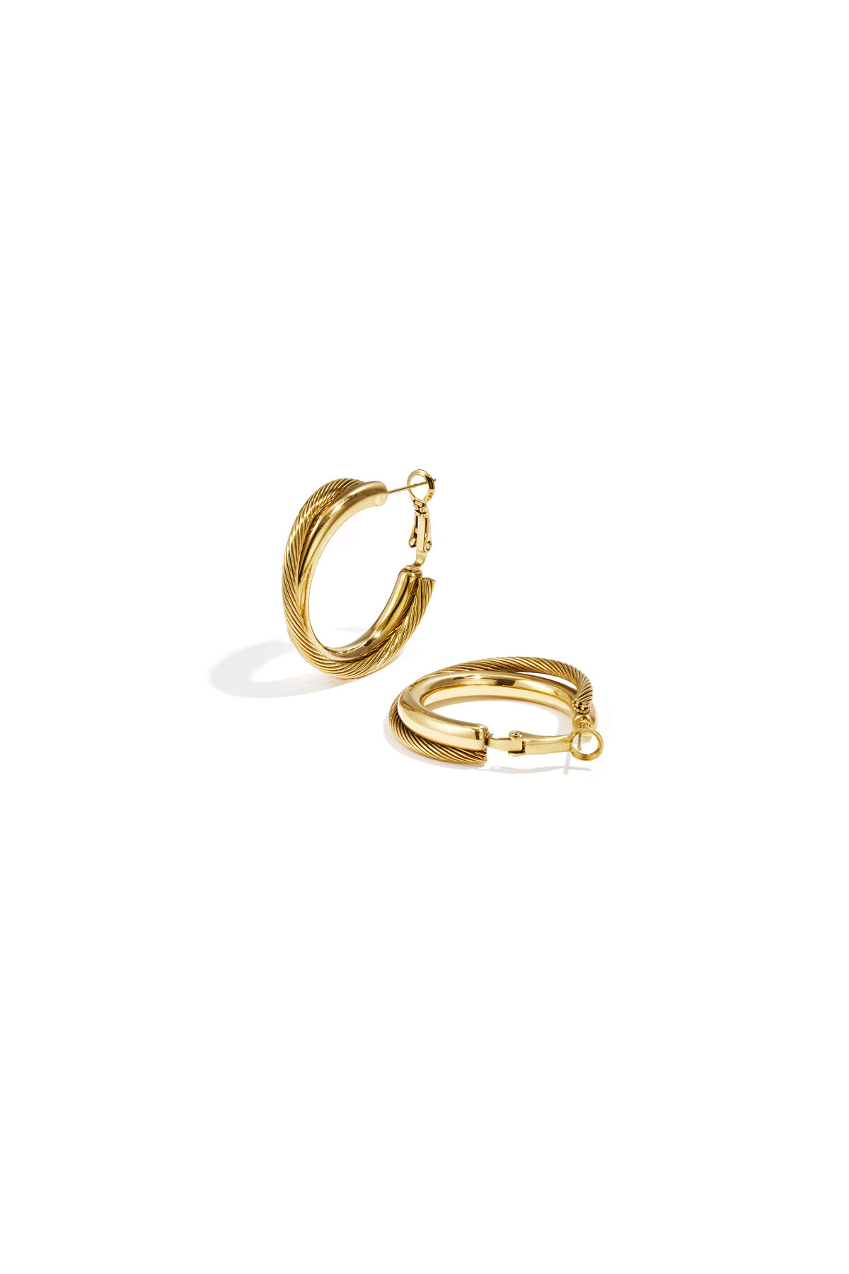 Double chunky hoop earrings h5